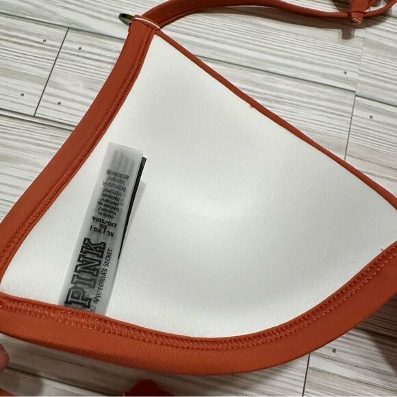 VICTORIA’S SECRET PINK PUSH UP TRIANGLE ORANGE RING SWIMSUIT BIKINI TOP NWT XL‎ - Picture 5 of 8